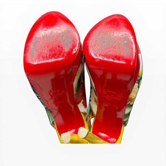 Christian Louboutin Yellow and Red Tropical Heels Size 38.5 - Picture 7 of 10